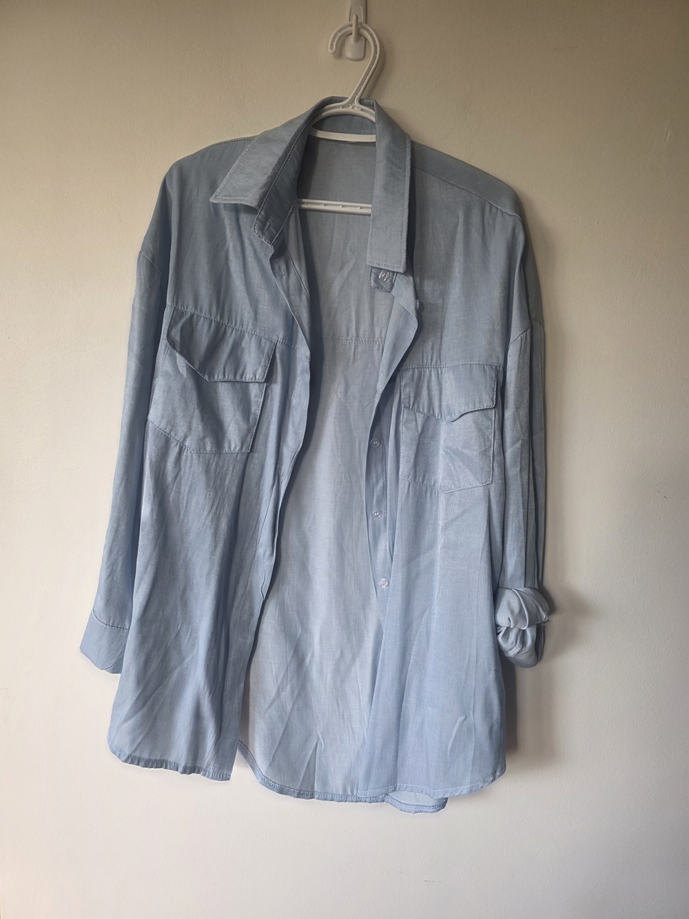 Light Blue Button-Up Shirt -  Flowy & Lightweight